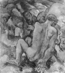 Mannlicher Ruckenakt Vor Dramatischer Landschaft by Robert Genin