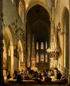 Interieur De L'eglise by Jules Victor Genisson
