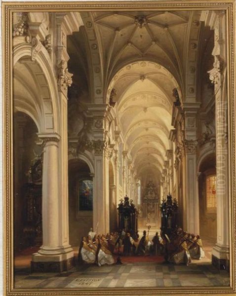 An Evening Service In The Church At Averbode, Belgium - view 1