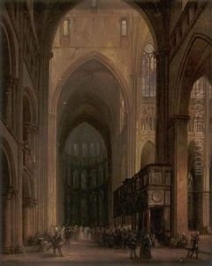 Prozession In Einer Belgischen Kathedrale by Jules Victor Genisson