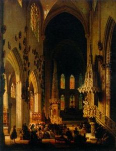 The Interior Of The Laurentius Church, Nurnberg by Jules Victor Genisson