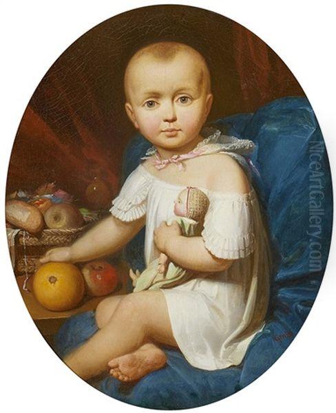 Kinderbildnis Mit Puppe Und Fruchten - view 1