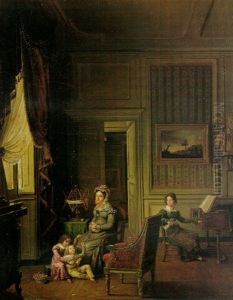 Madame De Vaugelas, Marquise De Mariniolas And Her Children by Michel Philebert Genod