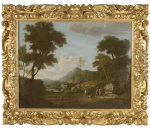 Paysage Anime Aupres D"un Sarcophage Antique