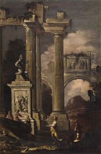 A Pair Of Italian Landscapes With Ruins (pair)