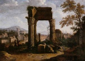 A Capriccio Of A Roman Forum With Travellers thumbnail