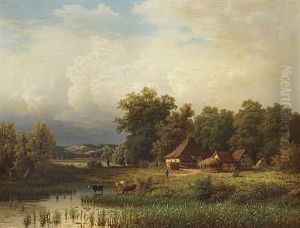 Landskab Med Koer by Georg Genschow
