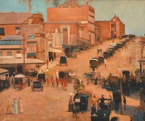 Allegro Con Brio, Bourke Street West 1885-86 (after Tom Roberts) by Louis Gensollen