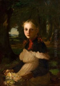 Young Girl With Bouquet by Lillian M. Genth