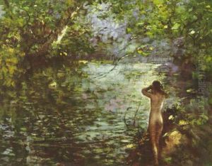 Nude Bather By The Stream by Lillian M. Genth