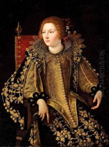Portrait Of A Lady, Dressed In A Gold-embroidered Elaborated Costume