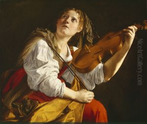 Young Woman With A Violin (saint Cecilia) by Orazio Gentileschi