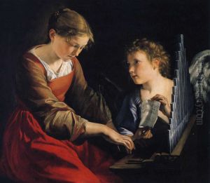 Saint Cecilia With An Angel by Orazio Gentileschi