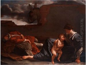 Die Ruhe Auf Der Flucht Nach Agypten by Orazio Gentileschi