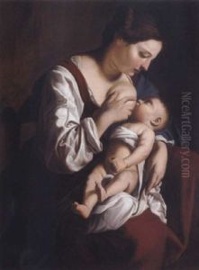 Madonna In Atto Di Lattare Il Bambino by Orazio Gentileschi