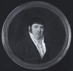 Theodore Arnaud Santerre, Wearing Brown Coat, White Waistcoat, Tied Stock And Frilled Cavat by Jean Baptiste Genty