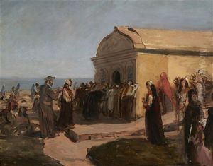Oil Study Of A Procession by Wilhelm (Karl) Gentz