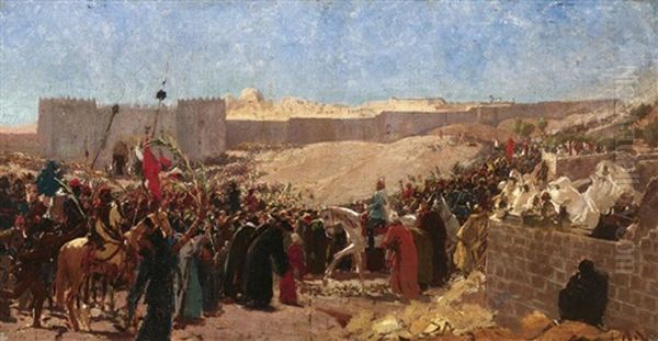 Einzug Des Kronprinzen Friedrich Von Preusen In Jerusalem (sketch + Figur Des Kronprinzen, Sketch; 2 Works) - view 1