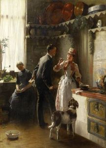 Flitterwochen. Der Junge Ehemann In Der Kuche by Berthold Genzmer