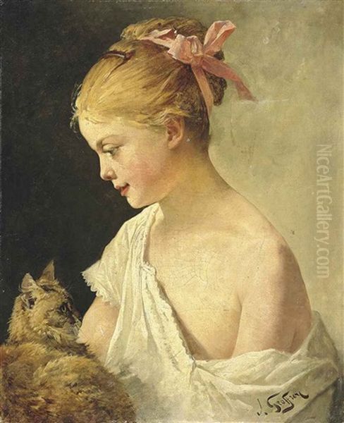 Une Jeune Fille Avec Un Chat - view 1