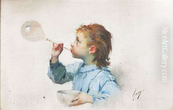 Fillette A La Bulle De Savon - view 1