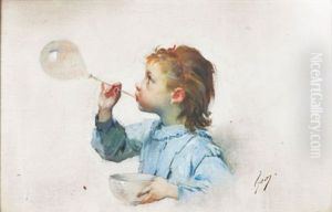 Fillette A La Bulle De Savon