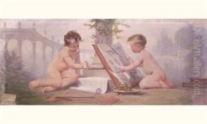 Deux Enfants Jouant by Henry Jules Jean Geoffroy