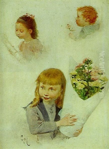 Jeune Fille Au Bouquet De Fleurs - view 1