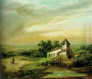 Romantische Sommerlandschaft Mit Altem Haus