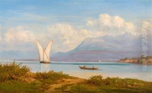 Barque Lemanique Sur Le Lac by Jean Philippe George-Julliard