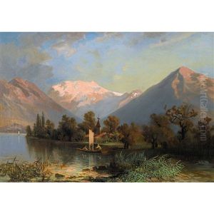 Ansicht Von Scherzligen Mit Blumlisalp by Jean Philippe George-Julliard