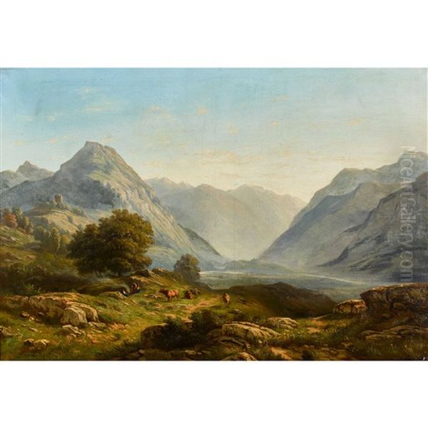 Berglandschaft Mit Weidenden Kuhen - view 1