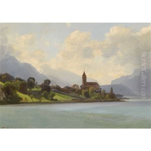 Kirche Von Brienz Oberhalb Des Sees by Jean Philippe George-Julliard