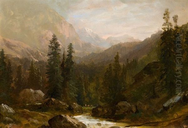 Abendlandschaft Mit Gebirgsbach - view 1