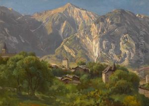 Sommerliche Berglandschaft Mit Einem Dorf Sommerliche Berglandschaft Mit Einem Dorf