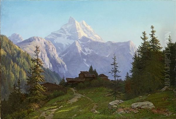 Gebirgslandschaft Mit Ausblick Auf Das Matterhorn - view 1