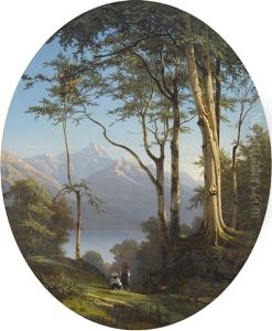 Waldlichtung Mit Genfersee Und Dents Du Midi by Jean Philippe George-Julliard