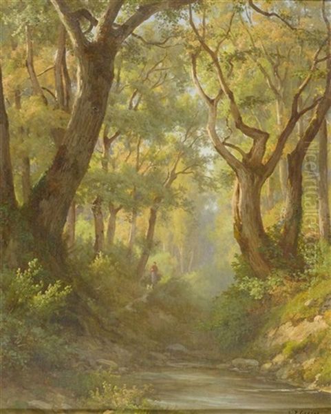 Waldlandschaft Mit Einem Fussganger - view 1