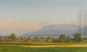 Ansicht Des Genfersees Im Sommer by Jean Philippe George-Julliard