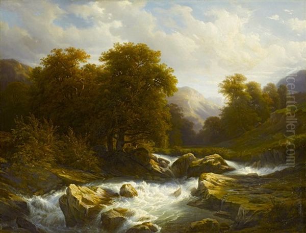Wildbach Vor Weiter Alpenlandschaft - view 1