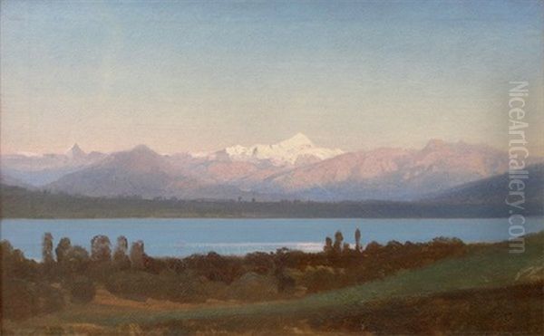 Le Mont Blanc - Le Lac Leman Depuis Genthod - view 1
