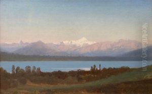 Le Mont Blanc - Le Lac Leman Depuis Genthod by Jean Philippe George-Julliard