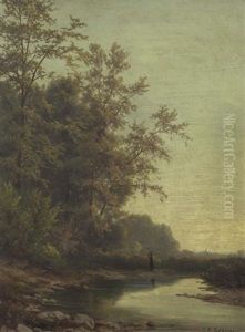 Fluss Mit Hohen Baumen Fluss Mit Hohen Baumen