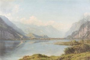 Thunersee Mit Blick Auf Interlaken Und Unterseen by Jean Philippe George-Julliard