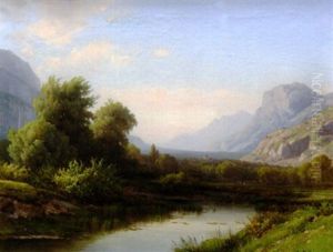 Paysage De La Vallee Du Rhone En Valais