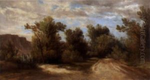 Abendliche Landschaft Mit Baumen Und Einem Sandweg by Jean Philippe George-Julliard