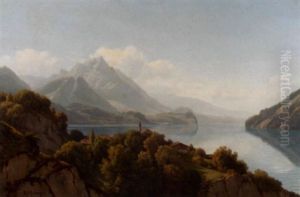 Ansicht Von Weggis Gegen Pilatus by Jean Philippe George-Julliard