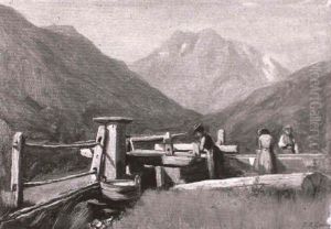 Sennerinnen Auf Der Alp by Jean Philippe George-Julliard