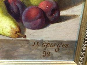 Nature Morte Aux Poires Et Peches by Jean Louis Georges