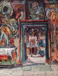 Interior De Biserica Romaneasca by Marin H. Georgescu